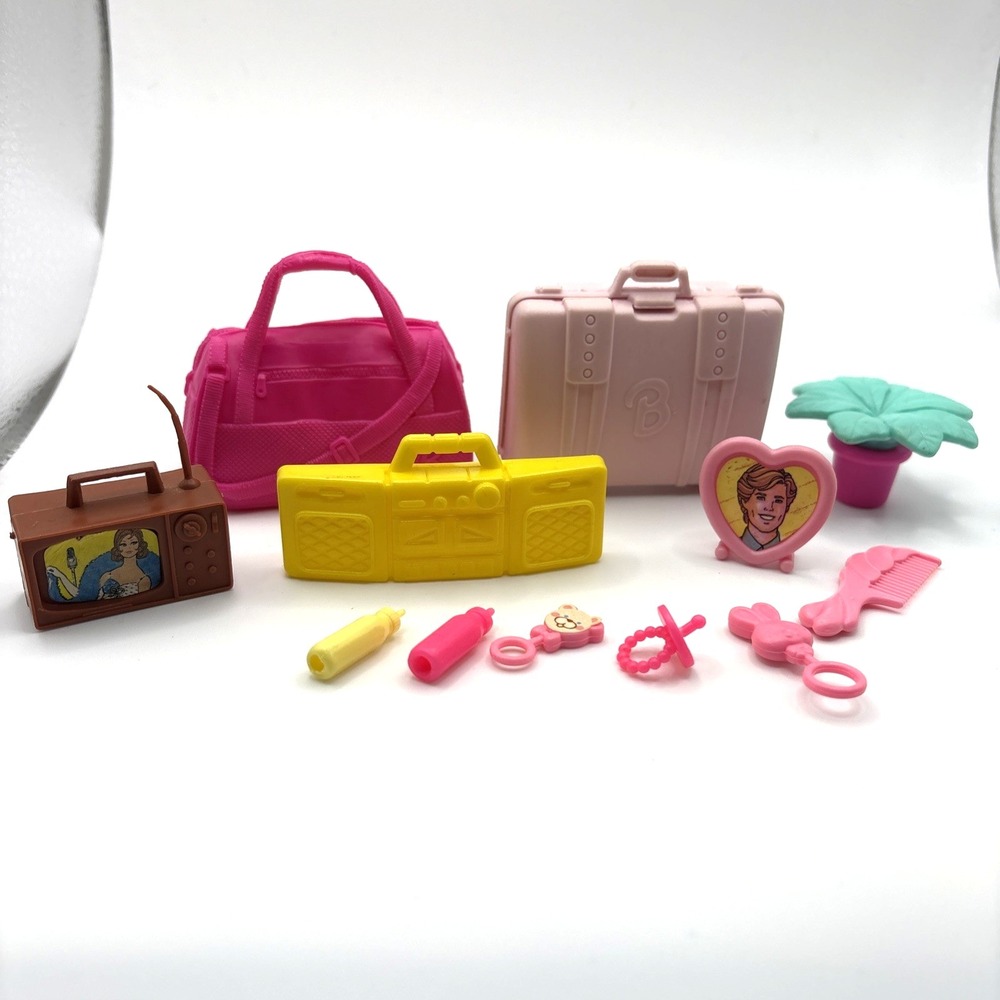 Vintage Barbie Doll & Other Brand Lot Mixed Accessories 12 Pieces TV Picture Bag